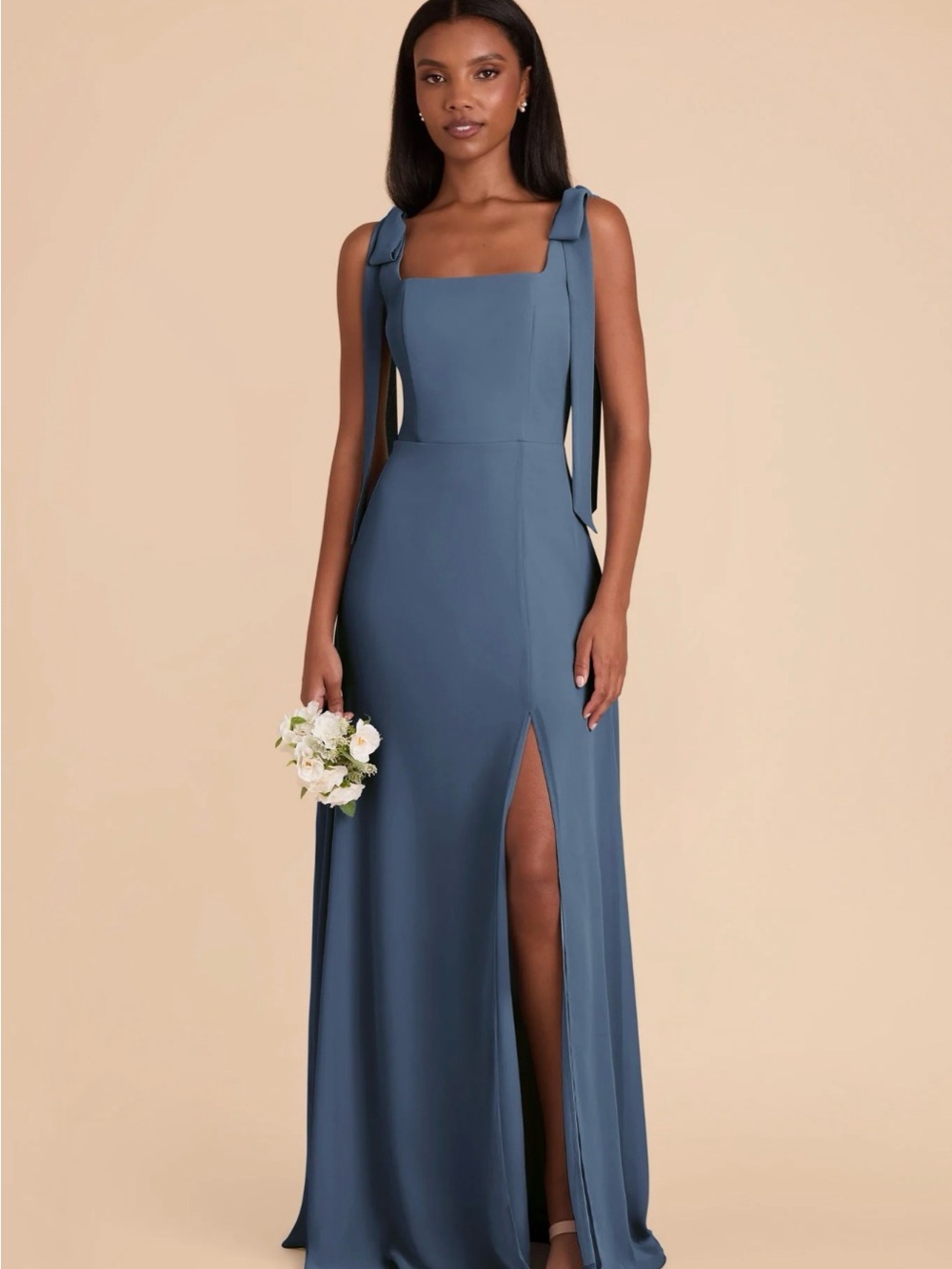 Birdy Grey Slate Blue Maxi Dress with Side Slit